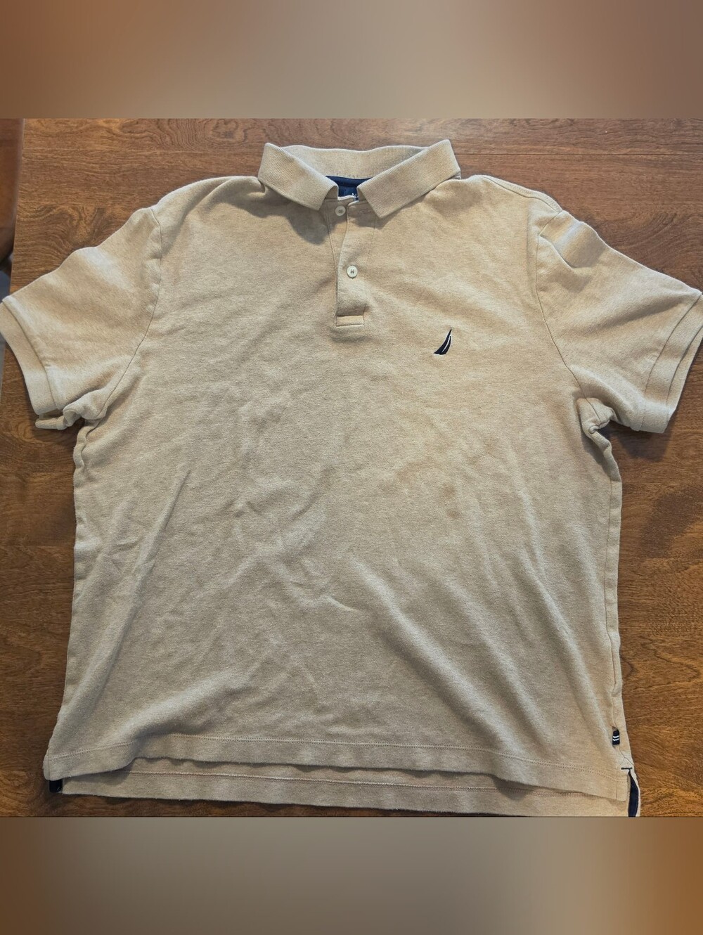 Nautica Tan Polo Shirt with Navy Sail Logo